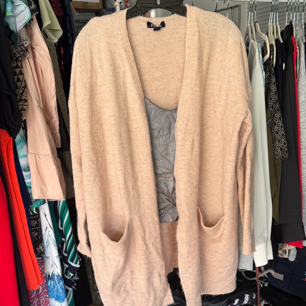 Cozy Blush Pink Open-Front Sweater